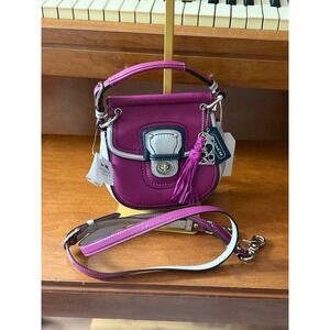 NWT Coach Legacy‎ Penny Shoulder Bag Fuchsia Silver Leather Crossbody 21741 NEW